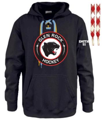 Laces Hoodie with red plaid laces (optional personalization)